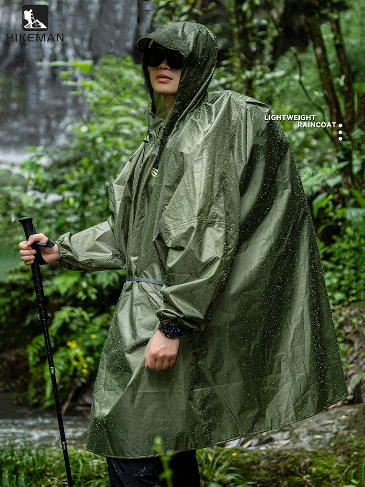 Camping Rain Poncho - เสื้อกันฝนน้ำหนักเบาพิเศษพร้อมซิป ผ้าโพลีเอสเตอร์ 210T กันน้ำ เหมาะสำหรับการเดินป่า ท่องเที่ยวกลางแจ้ง