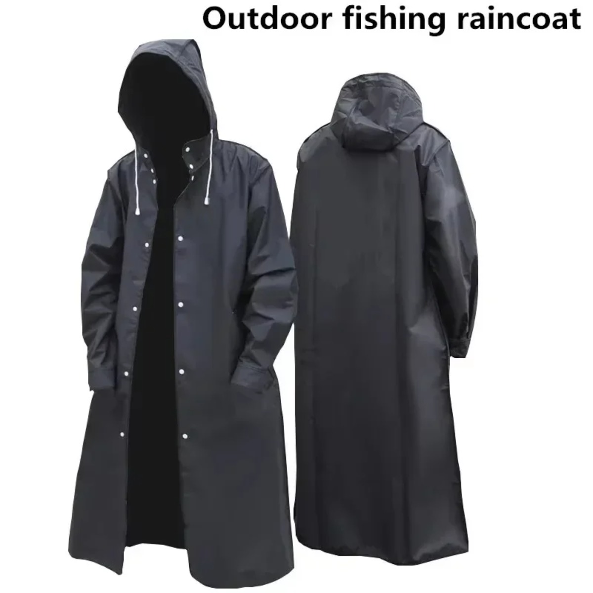 Camping Rain Poncho - เสื้อกันฝนมีฮู้ดกันน้ำทันสมัยสำหรับทุกเพศ สีดำ หนาพิเศษ เหมาะสำหรับกิจกรรมกลางแจ้ง เช่น เดินป่า