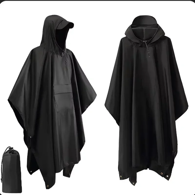 Camping Rain Poncho - เสื้อกันฝนแบบมีฮู้ดกันน้ำ 3-in-1 ปี 2026 ใช้งานได้หลากหลาย ทั้งเป็นเสื้อกันฝน