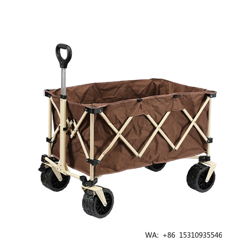 Outdoor Camping Trolley - รถเข็นพับได้ยอดนิยมสำหรับชายหาด ล้อขนาด 7 นิ้ว พร้อมคันชักอลูมิเนียมอัลลอยด์