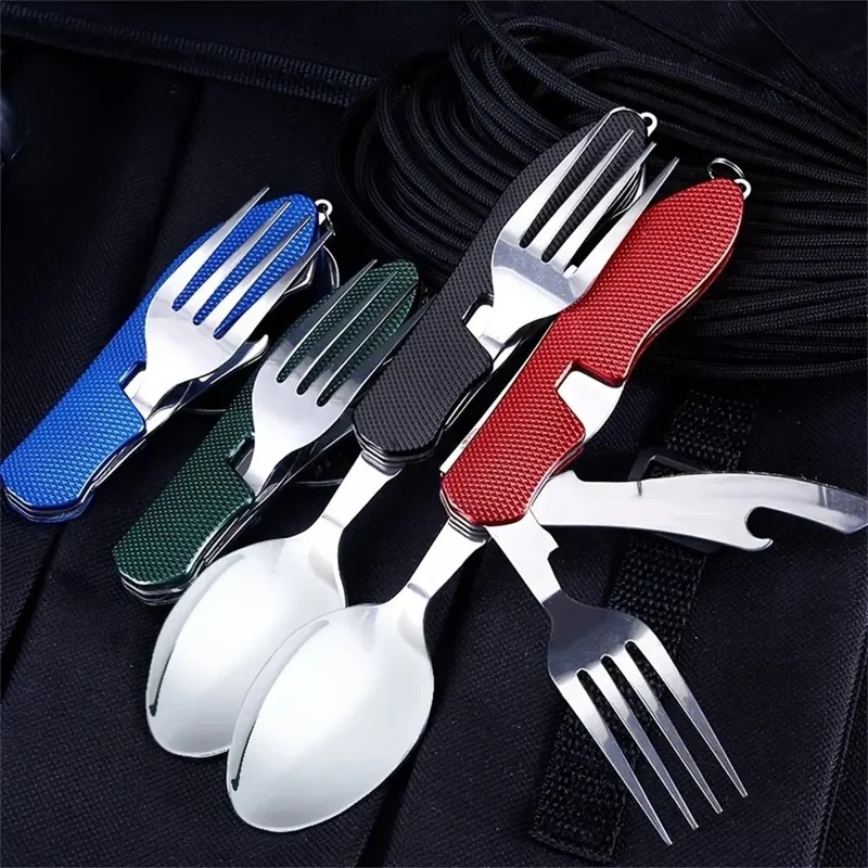 ชุดช้อนส้อมสแตนเลส 4in1 สำหรับ - Outdoor Camping Dining Set บทวิจารณ์และราคา