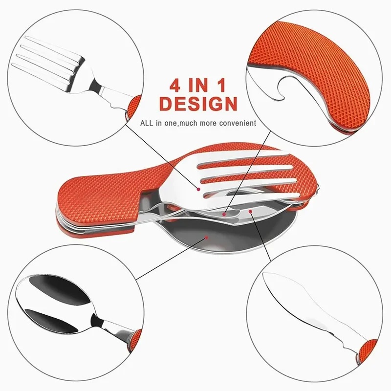 ชุดช้อนส้อมสแตนเลส 4in1 สำหรับ - Outdoor Camping Dining Set บทวิจารณ์และราคา